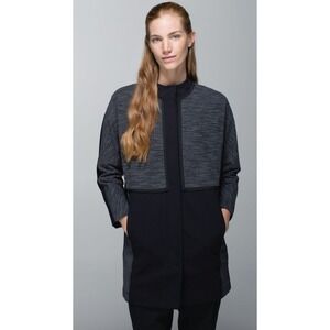 Lululemon Cocoon Car Coat Black Gray Techwear Travel Coat XS
